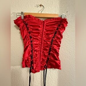 Red Satin Corset Top